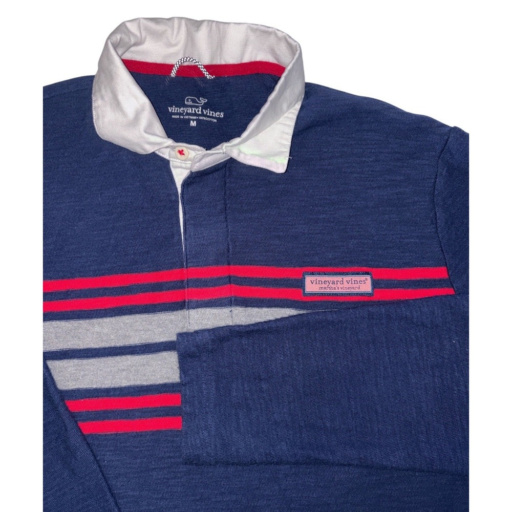 Vineyard Vines Rugby Polo Men's Medium Martha's Vineyard Placed Chest Stripe